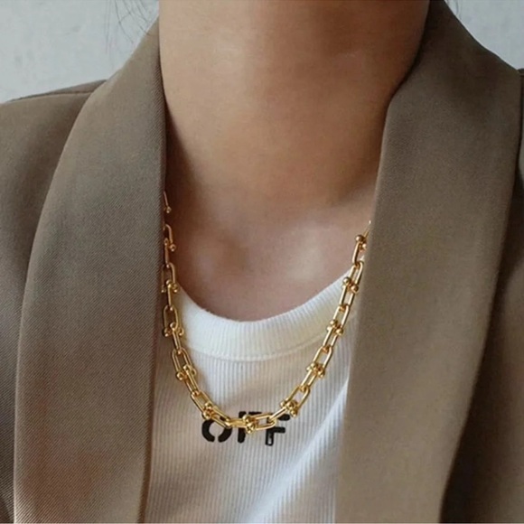 Hardware Graduated Link 18K Gold STAINLESS STEEL Waterproof Necklace - Picture 3 of 11